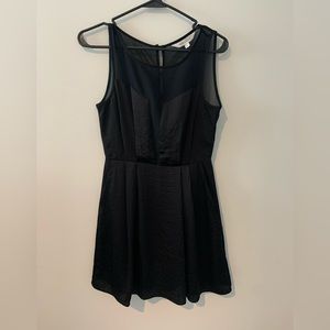 BCBGenerationSize 2 BlackSheer Vneck Mini Dress Pockets Buttons/Zipper Cocktail